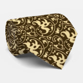 Ikat Floral Damask - Chocolate Brown en Tan Stropdas (Opgerold)