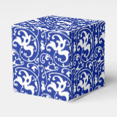 Ikat Floral Damask - Cobalt Blue en White Bedankdoosjes (Voorkant Zijde)
