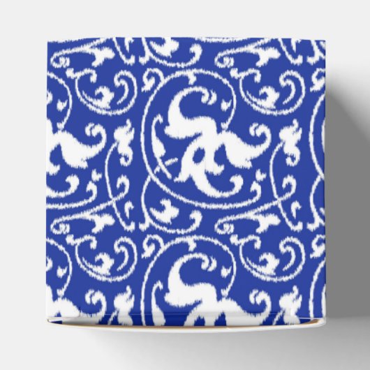 Ikat Floral Damask - Cobalt Blue en White Bedankdoosjes (Bovenkant)
