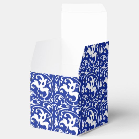 Ikat Floral Damask - Cobalt Blue en White Bedankdoosjes (Geopend)