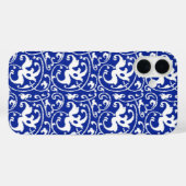 Ikat Floral Damask - Cobalt Blue en White Case-Mate iPhone Case (Achterkant (horizontaal))