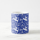 Ikat Floral Damask - Cobalt Blue en White Koffiemok (Center)