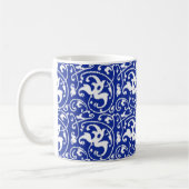 Ikat Floral Damask - Cobalt Blue en White Koffiemok (Links)