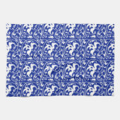 Ikat Floral Damask - Cobalt Blue en White Theedoek (Horizontaal)