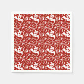 Ikat Floral Damask - Donkerrood en wit Servetten (Voorkant)