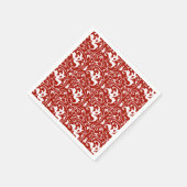 Ikat Floral Damask - Donkerrood en wit Servetten (Hoek)