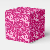 Ikat Floral Damask - Fuchsia and Bleek roze Bedankdoosjes (Voorkant Zijde)