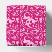 Ikat Floral Damask - Fuchsia and Bleek roze Bedankdoosjes (Bovenkant)