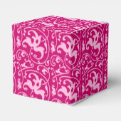 Ikat Floral Damask - Fuchsia and Bleek roze Bedankdoosjes (Achterkant)