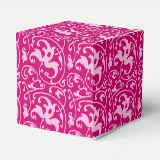 Ikat Floral Damask - Fuchsia and Bleek roze Bedankdoosjes (Achterkant)
