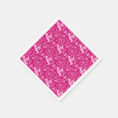 Ikat Floral Damask - Fuchsia and Bleek roze Servetten (Hoek)