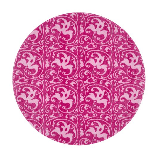 Ikat Floral Damask - Fuchsia and Bleek roze Snijplank (Voorkant)