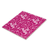 Ikat Floral Damask - Fuchsia and Bleek roze Tegeltje (Zijkant)