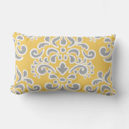 Ikat Floral Damask Grey and Yellow Buitenkussen