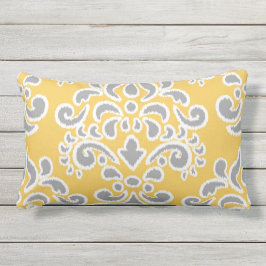 Ikat Floral Damask Grey and Yellow Buitenkussen