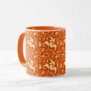 Ikat Floral Damask - Mandarijns Sinaasappel Mok