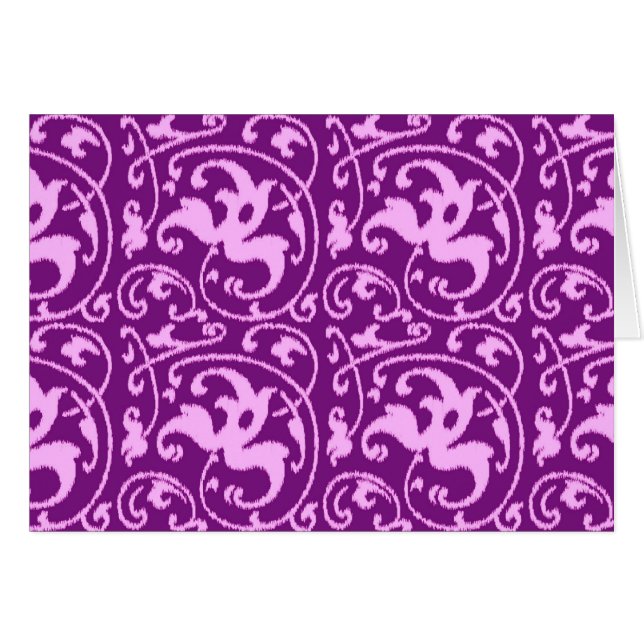 Ikat Floral Damask - Orchid en Paars (Voorkant Horizontaal)