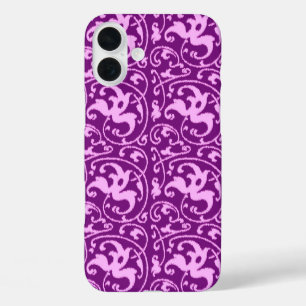 Ikat Floral Damask - Orchid en Paars iPhone 16 Plus Hoesje