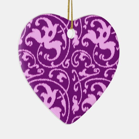 Ikat Floral Damask - Orchid en Paars Keramisch Ornament (Rechts)