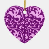 Ikat Floral Damask - Orchid en Paars Keramisch Ornament (Voorkant)