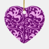Ikat Floral Damask - Orchid en Paars Keramisch Ornament (Achterkant)