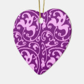 Ikat Floral Damask - Orchid en Paars Keramisch Ornament (Links)
