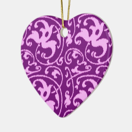 Ikat Floral Damask - Orchid en Paars Keramisch Ornament (Links)
