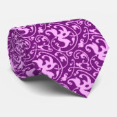Ikat Floral Damask - Orchid en Paars Stropdas (Opgerold)