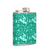 Ikat Floral Damask - Turquoise en Aqua Heupfles (Rechts)