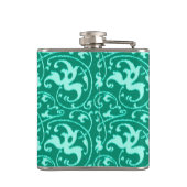 Ikat Floral Damask - Turquoise en Aqua Heupfles (Achterkant)