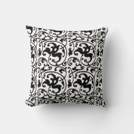 Ikat Floral Damask - White en Black Kussen