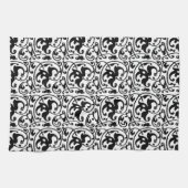 Ikat Floral Damask - White en Black Theedoek (Horizontaal)