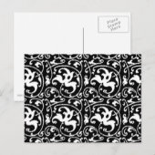 Ikat Floral Damask - zwart en wit Briefkaart (Voorkant / Achterkant)