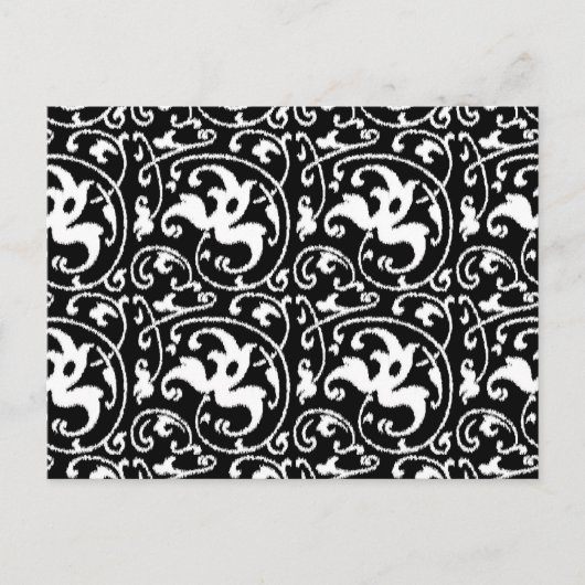 Ikat Floral Damask - zwart en wit Briefkaart (Voorkant)