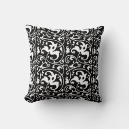 Ikat Floral Damask - zwart en wit Kussen