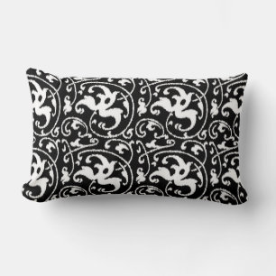 Ikat Floral Damask - zwart en wit Kussen