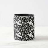 Ikat Floral Damask - zwart en wit Mok (Midden)