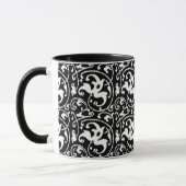 Ikat Floral Damask - zwart en wit Mok (Links)