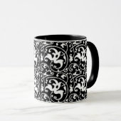 Ikat Floral Damask - zwart en wit Mok (Voorkant rechts)