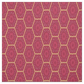 Ikat Floral Fabric Red en Gold Pattern Stof (Swatch)
