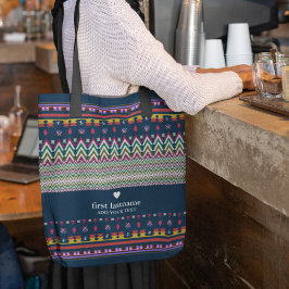 Ikat Geometric Folklore Ornament Background | Naam Tote Bag