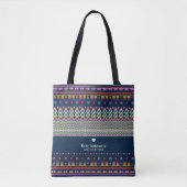 Ikat Geometric Folklore Ornament Background | Naam Tote Bag (Voorkant)