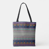 Ikat Geometric Folklore Ornament Background | Naam Tote Bag (Achterkant)