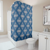 Ikat Geometrische Folklore Damask Ornament Douchegordijn (In situ)