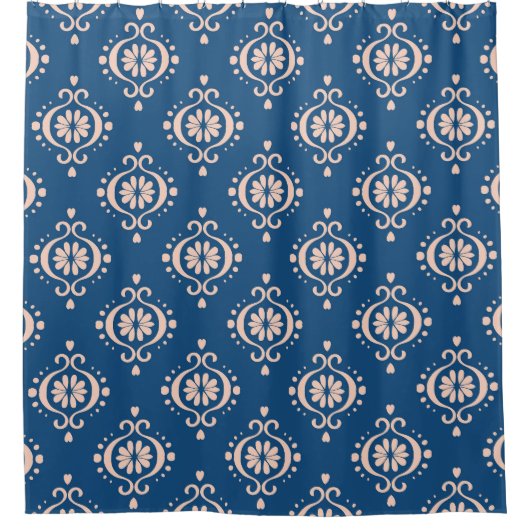 Ikat Geometrische Folklore Damask Ornament Douchegordijn (Voorkant)