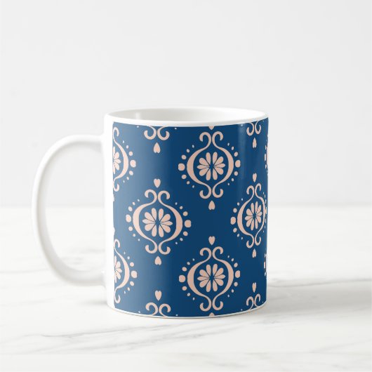Ikat Geometrische Folklore Damask Ornament Koffiemok (Links)