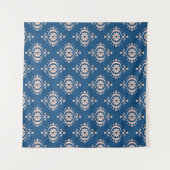 Ikat Geometrische Folklore Damask Ornament Wandkleed (Voorkant (horizontaal))