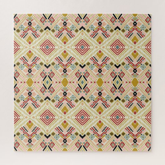 Ikat geometrische folklore, oosters damast patroon legpuzzel (Verticaal)