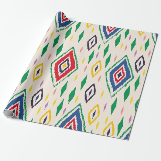 Ikat geometrische folklore ornament met diamanten. cadeaupapier (Uitgerold)