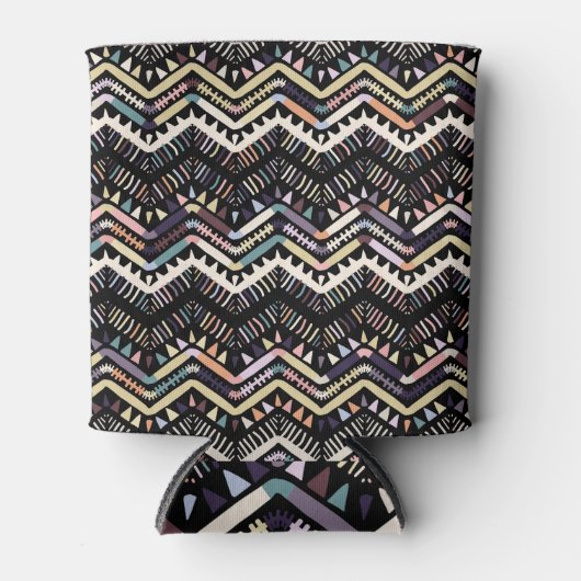 Ikat geometrische folklore, tribal Aztec patroon. Blikjeskoeler (Voorkant)